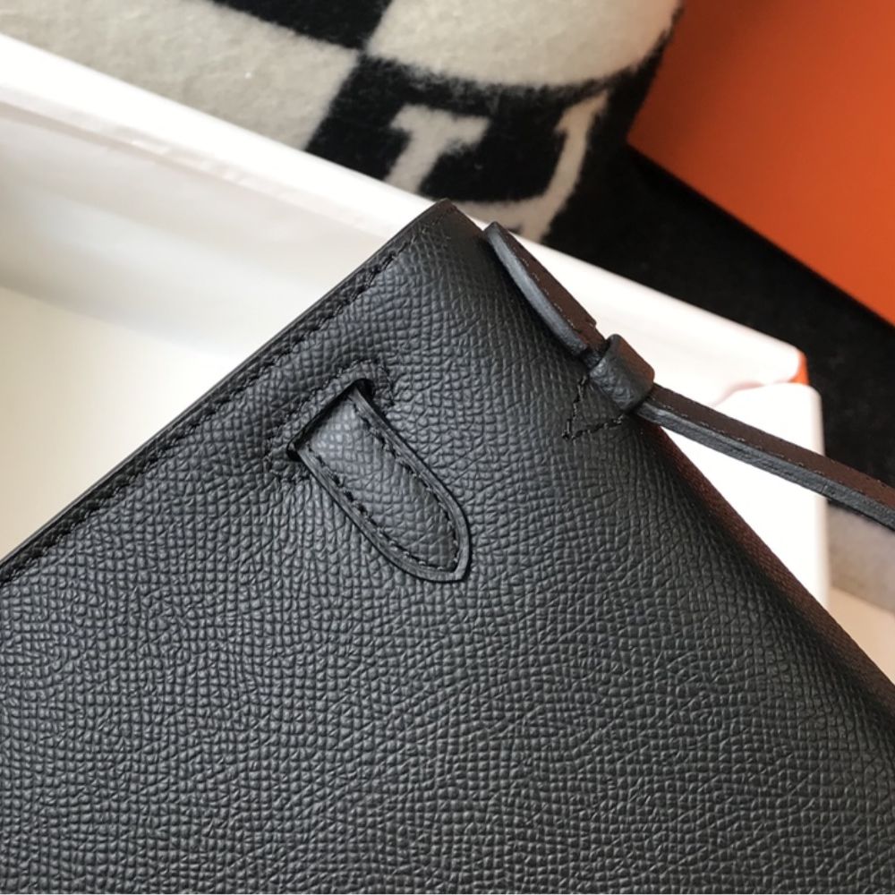 Hermes Kelly Mini Gold Toned Hardware Pochette Black 22Cm - Image 3