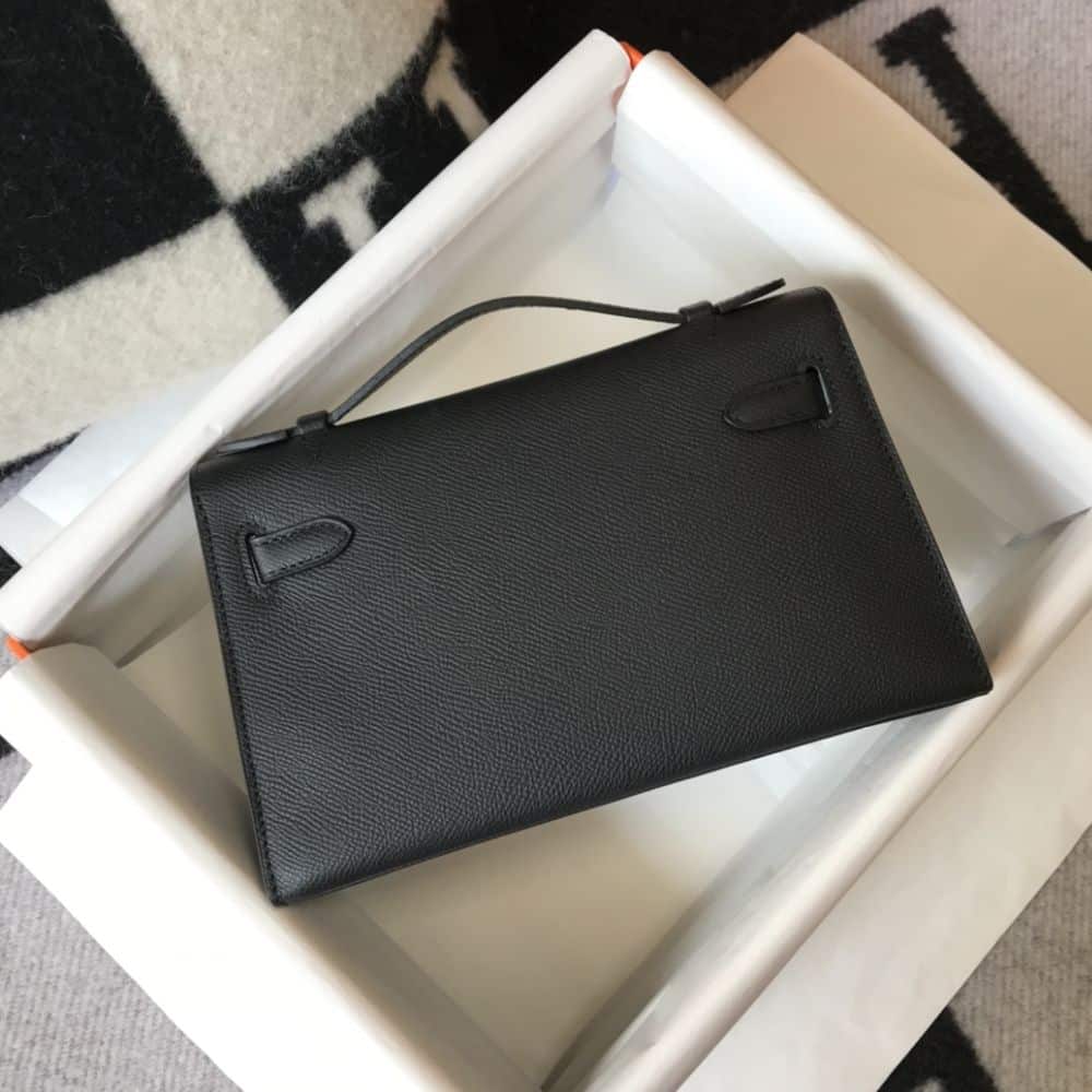 Hermes Kelly Mini Gold Toned Hardware Pochette Black 22Cm - Image 4