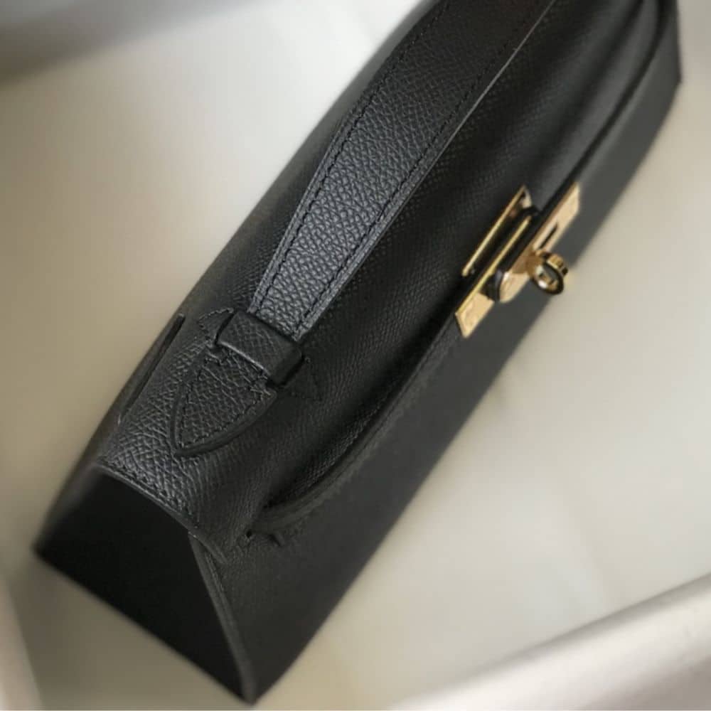 Hermes Kelly Mini Gold Toned Hardware Pochette Black 22Cm - Image 7