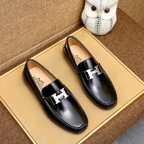Alternative view of Hermes Loafers Moccasins Smooth Leather Black