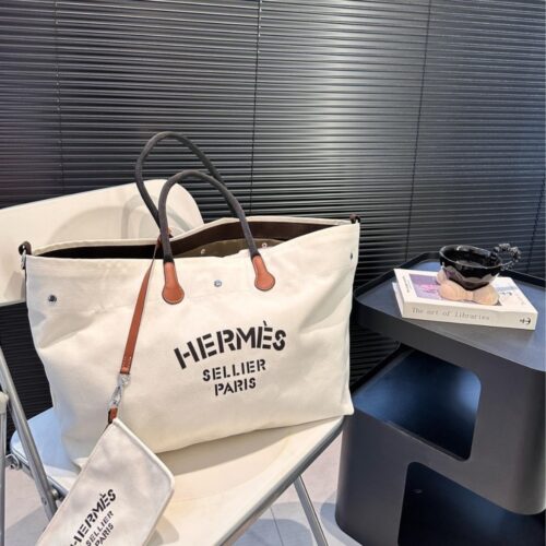 Alternative view of Hermes Fourre Tout du Cavalier Canvas Tote Bag White 42cm