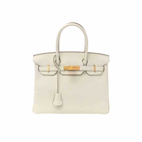 Hermes Birkin 30 Togo Leather Handbag Mushroom White 30Cm