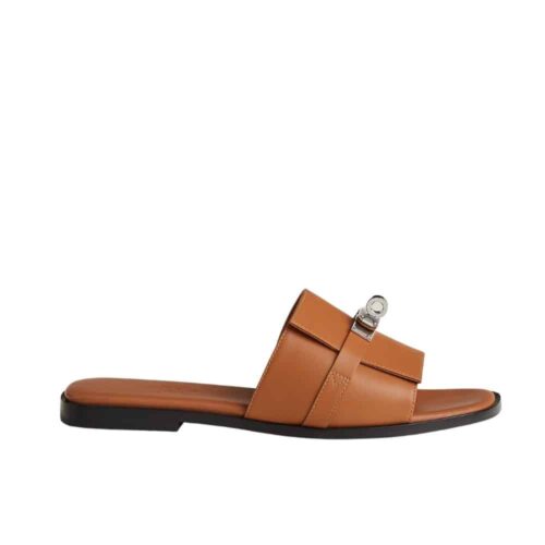 Hermes Giulia Sandals Smooth Leather Brown H231056Z A3360