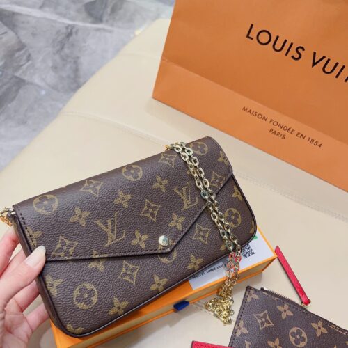 Alternative view of Louis Vuitton Felicie Pochette Monogram Canvas Crossbody Bag Brown 21Cm M81896