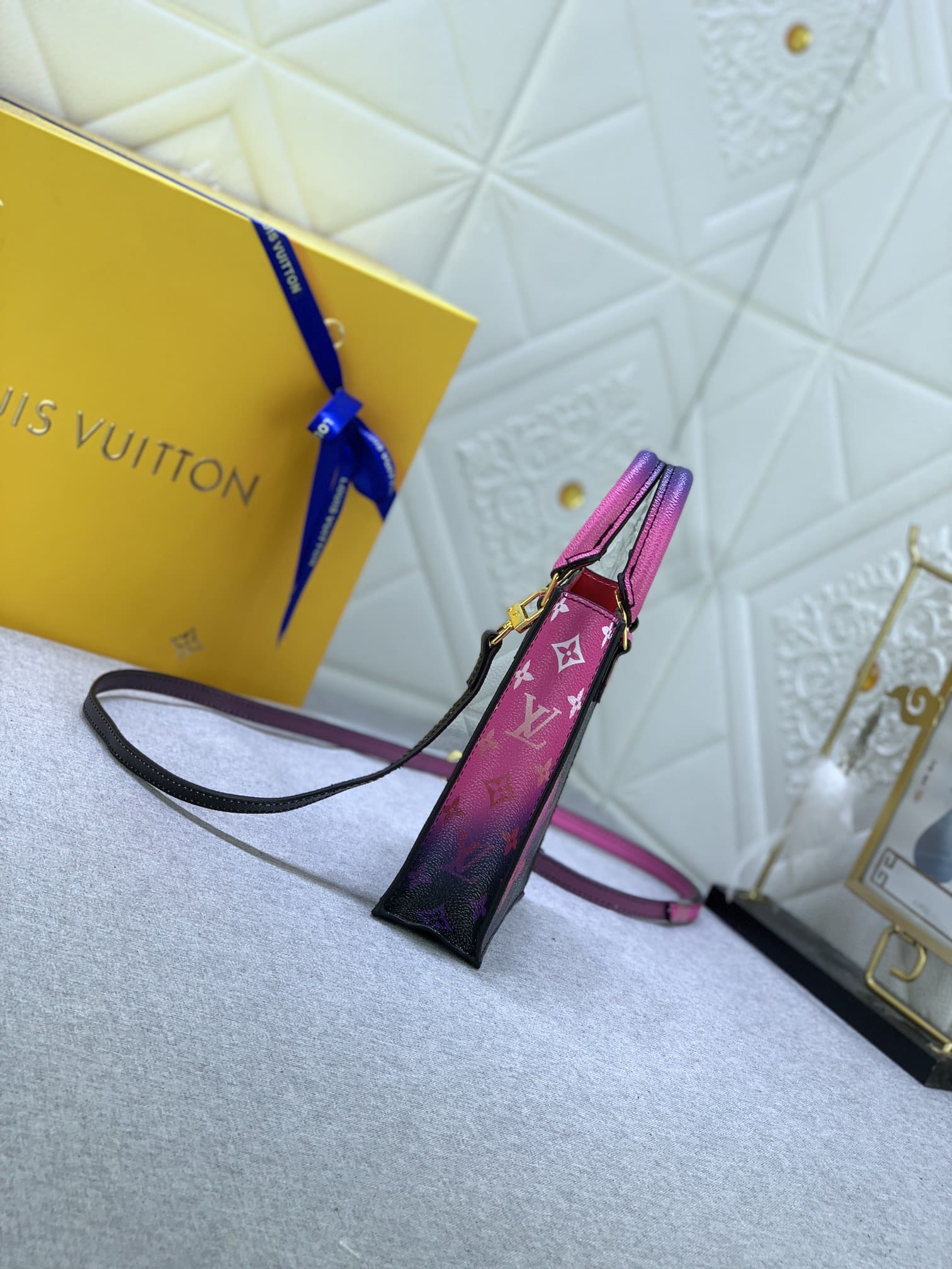 Louis Vuitton Petit Sac Plat Monogram Crossbody Bag Black And Pink 17Cm - Image 6