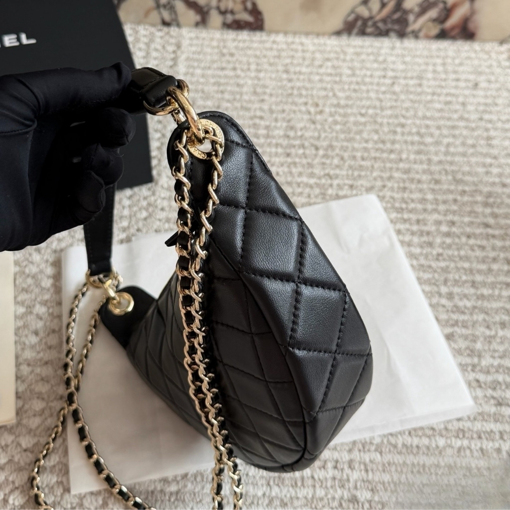 Chanel Clutch With Chain Leather And Gold Tone Metal Dark Burgundy 22cm - Image 6