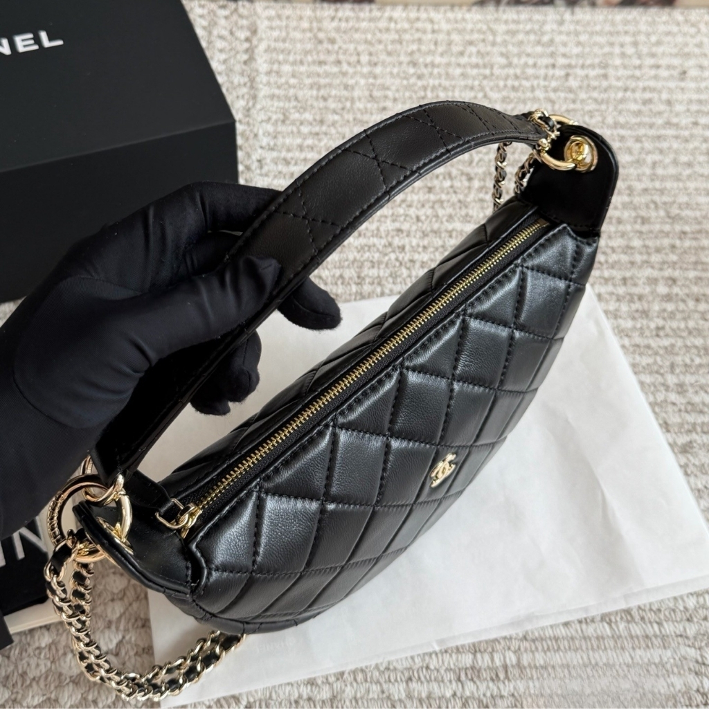 Chanel Clutch With Chain Leather And Gold Tone Metal Dark Burgundy 22cm - Image 7