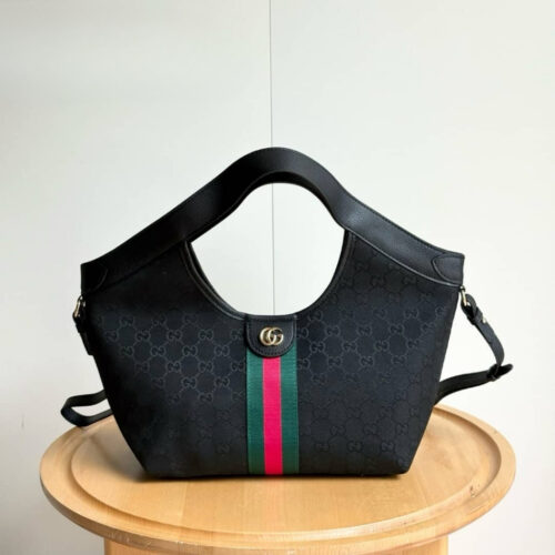 Alternative view of Gucci Giglio Small Tote Bag GG Canvas Black 25Cm 860845 FAFWA 1053