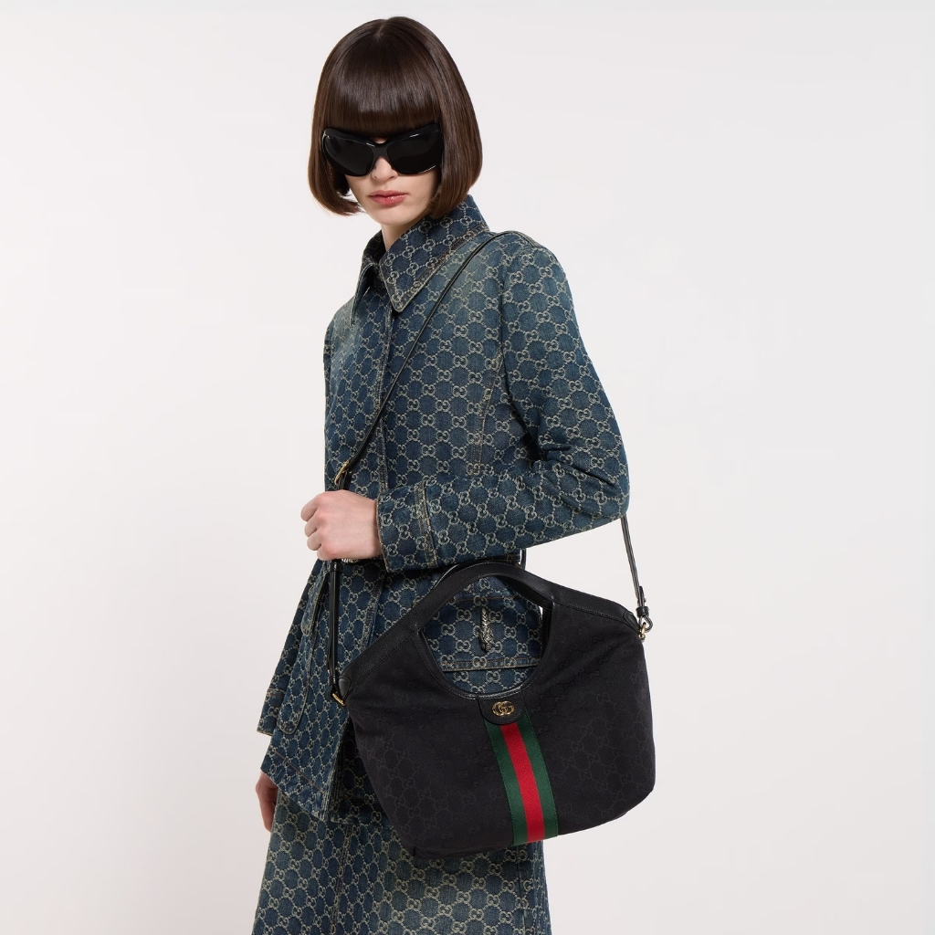 Gucci Giglio Small Tote Bag GG Canvas Black 25Cm 860845 FAFWA 1053 - Image 9