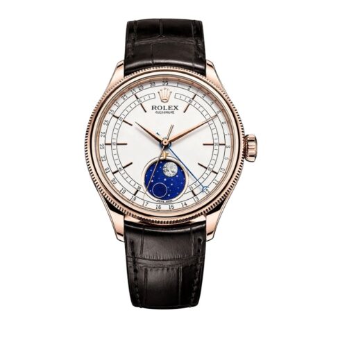 Rolex Cellini Moonphase Everose Gold And White 39Mm 50535