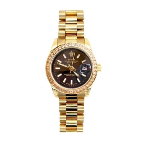 Rolex Lady Datejust Yellow Gold And Brown 28Mm