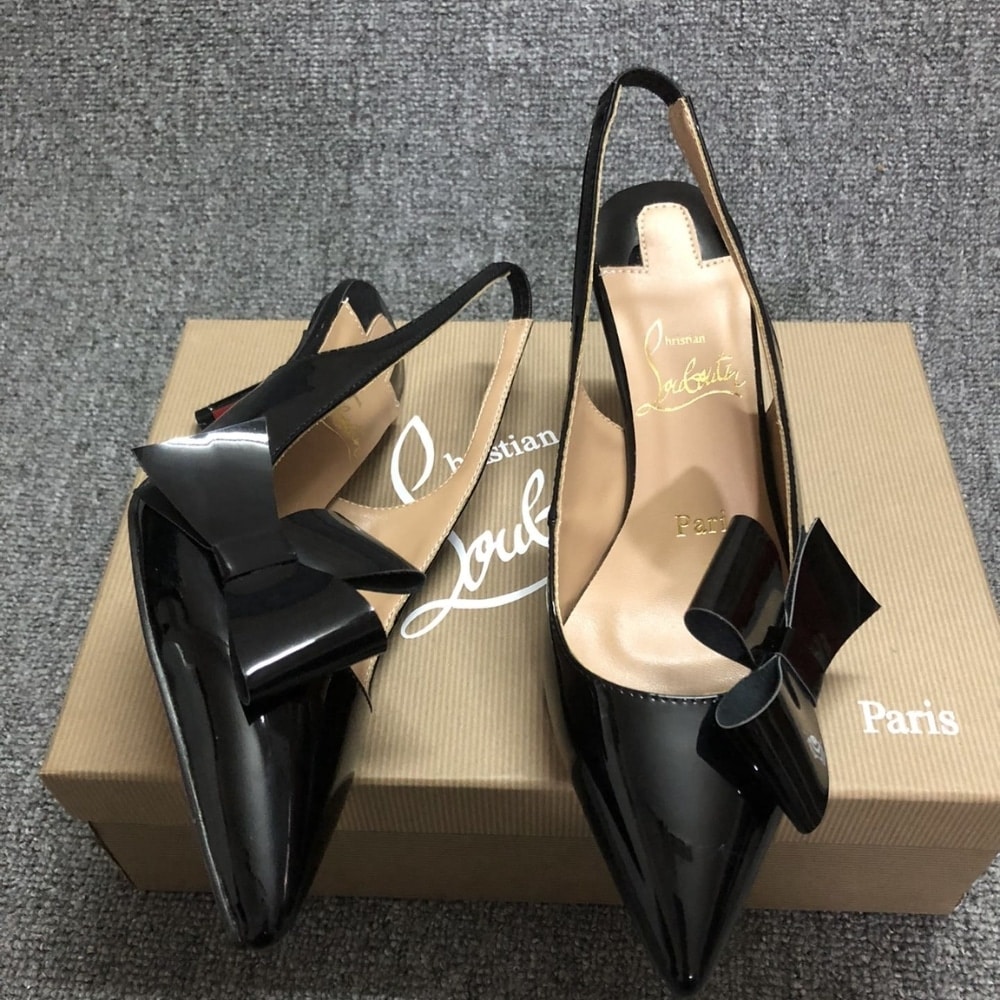 Christian Louboutin Clare Nodo Nappa Leather Slingback Pumps Black - Image 3