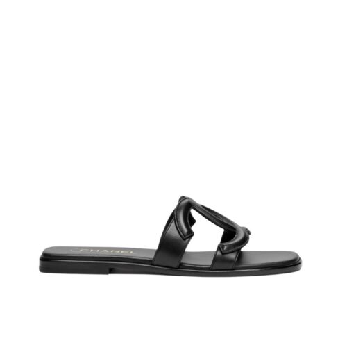 Chanel Mules CC Logo Strap Black G47250 X01000 94305