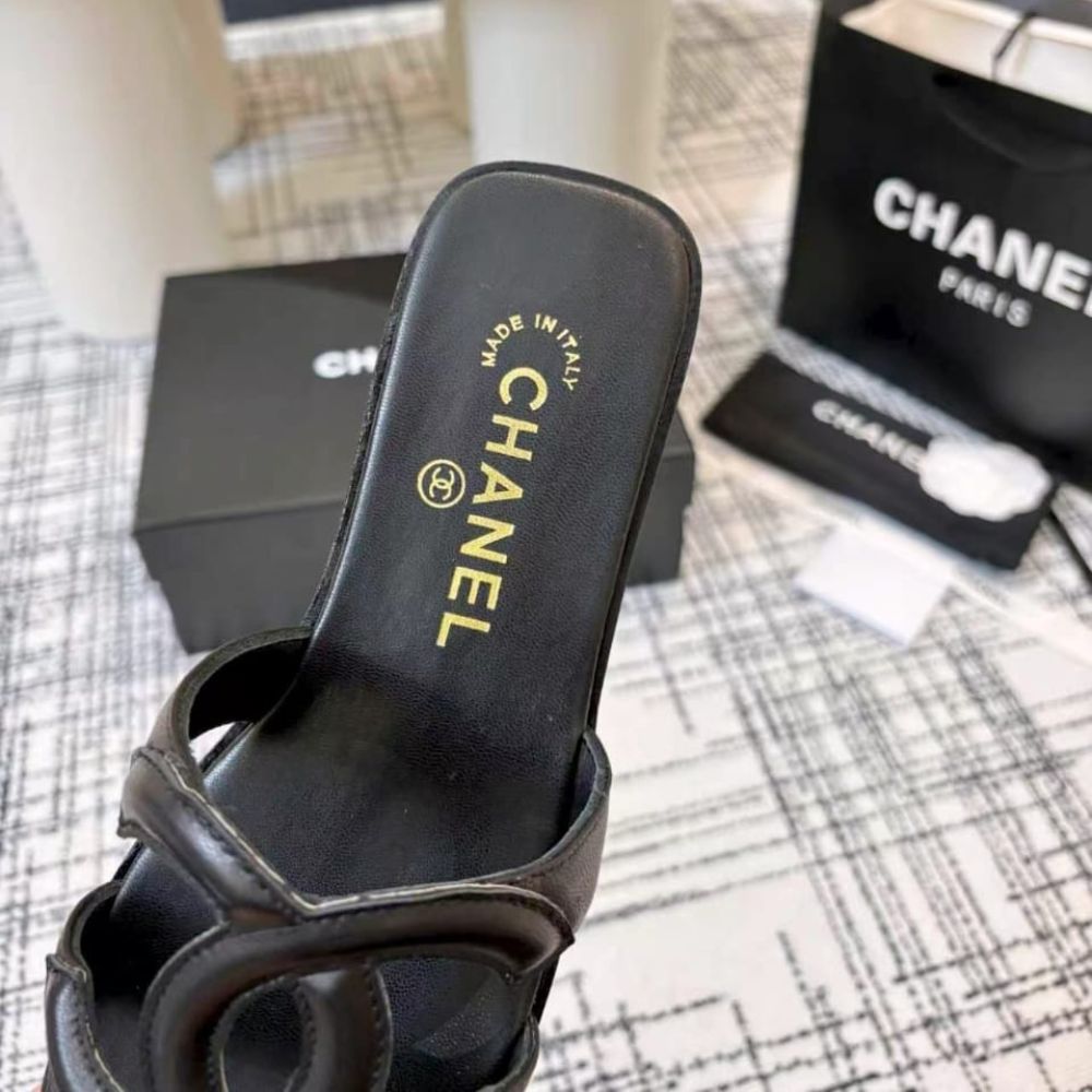 Chanel Mules CC Logo Strap Black G47250 X01000 94305 - Image 10