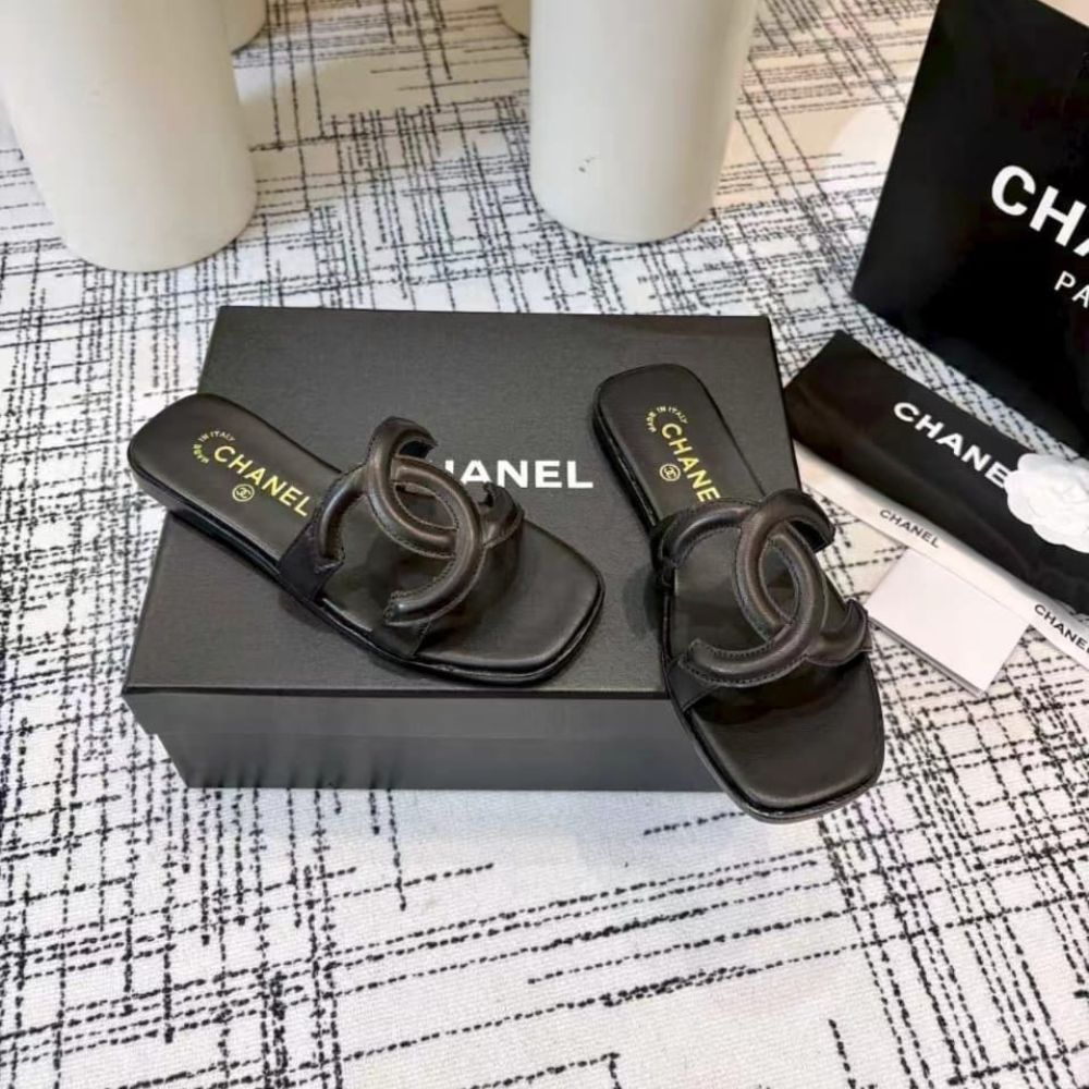 Chanel Mules CC Logo Strap Black G47250 X01000 94305 - Image 3