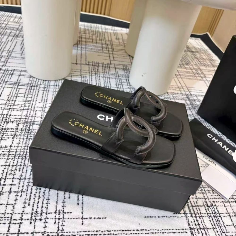 Chanel Mules CC Logo Strap Black G47250 X01000 94305 - Image 2