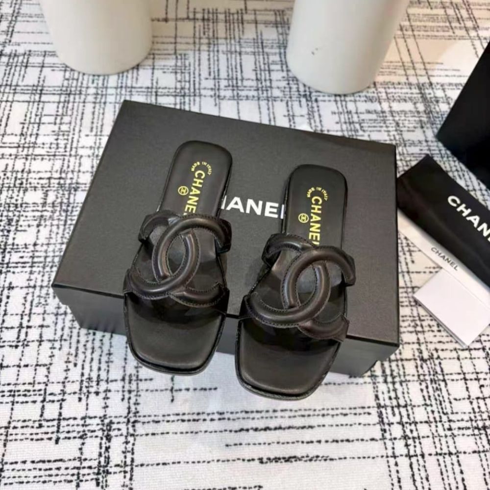 Chanel Mules CC Logo Strap Black G47250 X01000 94305 - Image 5
