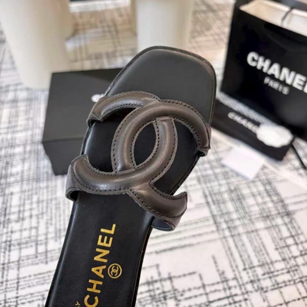 Chanel Mules CC Logo Strap Black G47250 X01000 94305 - Image 9