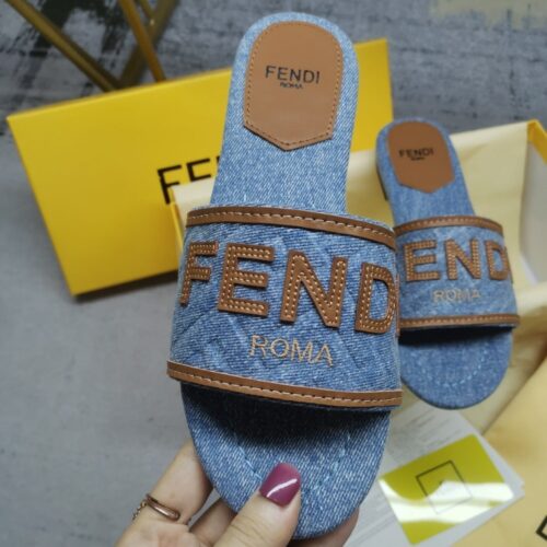 Alternative view of Fendi Signature Denim Slides Light Blue 8R8092AOLIF1KOO