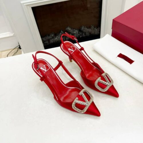 Alternative view of Valentino Garavani Vlogo Signature Patent Slingback Pump Red