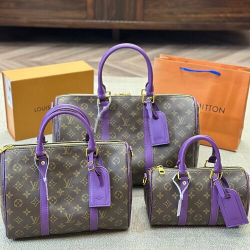 Alternative view of Louis Vuitton Keepall Bandoulière Monogram Macassar Canvas Travel Bag Violet Fonce 40Cm M46775