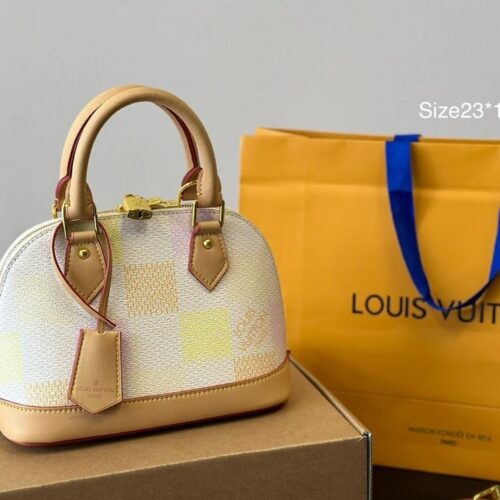 Alternative view of Louis Vuitton Alma BB Damier Canvas Handbag Peach 23Cm N40516