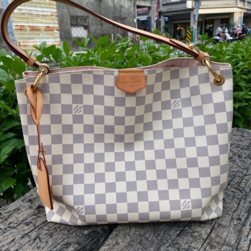 Alternative view of Louis Vuitton Graceful PM Damier Azur Hobo Bag Pink 35Cm N42249