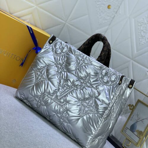 Alternative view of Louis Vuitton Onthego Pillow Nylon Handbag Silver 34Cm