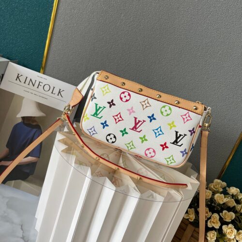 Alternative view of Louis Vuitton Pochette Accessoires Monogram Shoulder Bag Multicolore White 22Cm