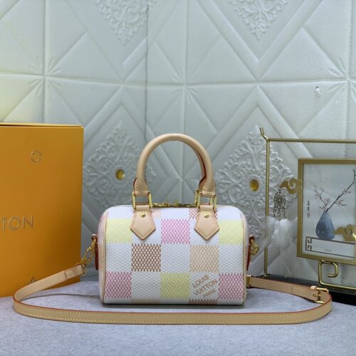 Alternative view of Louis Vuitton Speedy Bandoulière 20 Damier Canvas Handle Bag Peach 20Cm