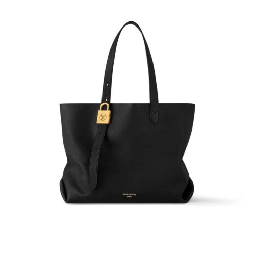 Louis Vuitton Low Key Cabas MM Grained Leather Tote Bag Black 47Cm M25341