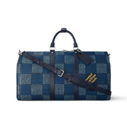Louis Vuitton Keepall Bandoulière 50 Damier Heritage Shoulder Bag Blue 50cm N40861