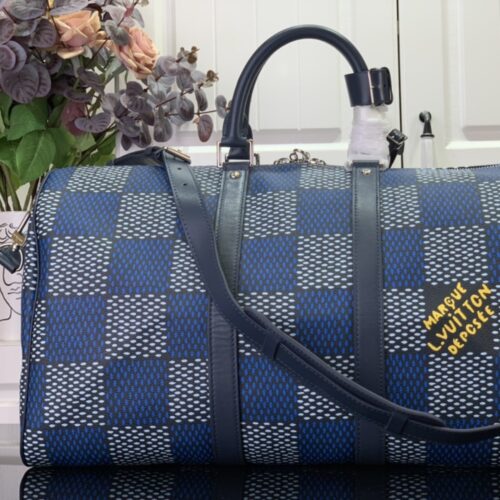 Alternative view of Louis Vuitton Keepall Bandoulière 50 Damier Heritage Shoulder Bag Blue 50cm N40861