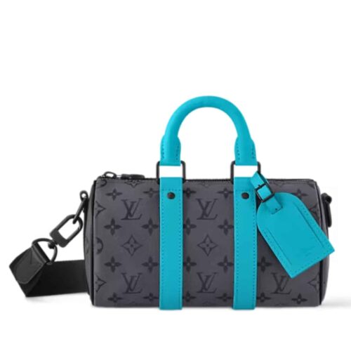 Louis Vuitton Keepall Bandoulière 25 Monogram Eclipse Reverse Shoulder Bag Turquoise 25cm M11645