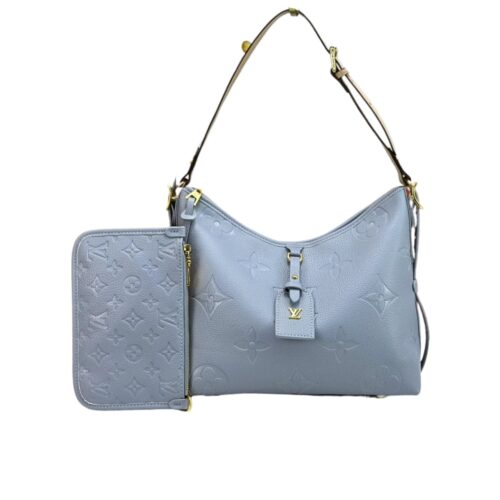 Louis Vuitton Carryall PM Monogram Empreinte Shoulder Bag Pale Blue 29Cm