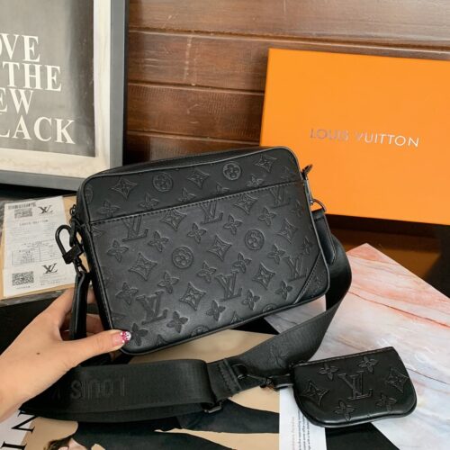 Alternative view of Louis Vuitton Duo Messenger Monogram Shadow Crossbody Bag Black 25Cm M69827