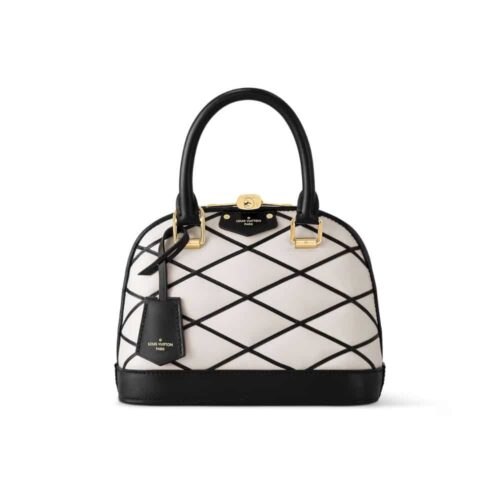 Louis Vuitton Alma BB Leather Handbag Black and White 24Cm M23761