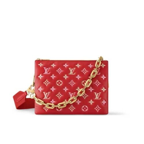 Louis Vuitton Coussin PM Monogram Handle Bag Coquelicot Red 26cm M22397