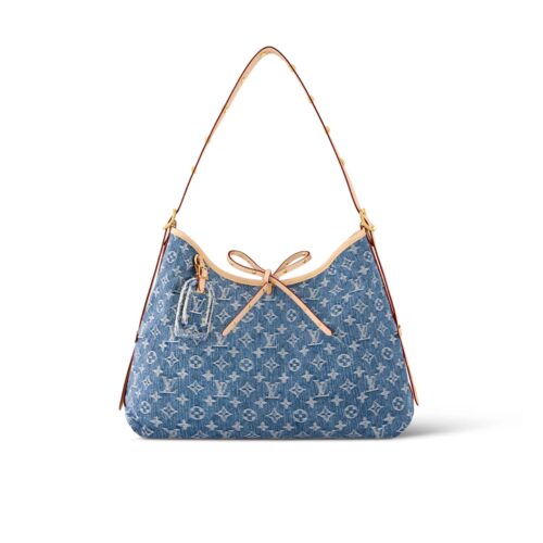 Louis Vuitton Carryall PM Monogram Denim Shoulder Bag Blue 29Cm M46855