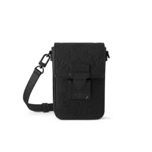 Louis Vuitton S Lock Vertical Monogram Wearable Wallet Black 19Cm M81524