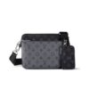 Louis Vuitton Trio Messenger Monogram Eclipse Crossbody Bag Black 25Cm M69443