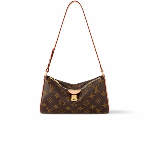 Louis Vuitton Pochette Tirette Monogram Canvas Crossbody Bag Brown 22Cm M47123