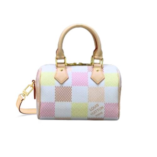 Louis Vuitton Speedy Bandoulière 20 Damier Canvas Handle Bag Peach 20Cm