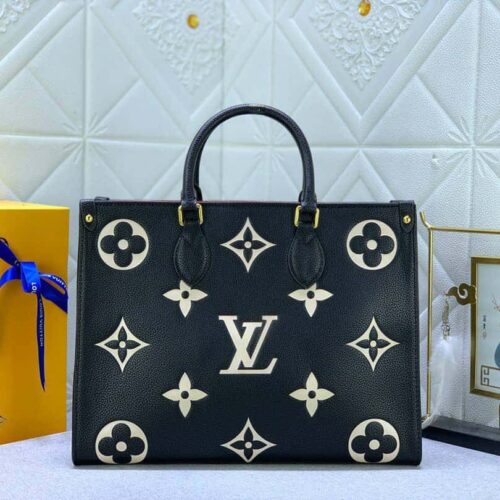 Alternative view of Louis Vuitton Onthego MM Monogram Empreinte Tote Bag Black Beige 35Cm M45495