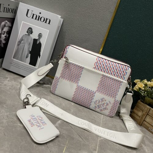 Alternative view of Louis Vuitton Trio Messenger Damier Graphite Crossbody Bag White 25Cm M20665