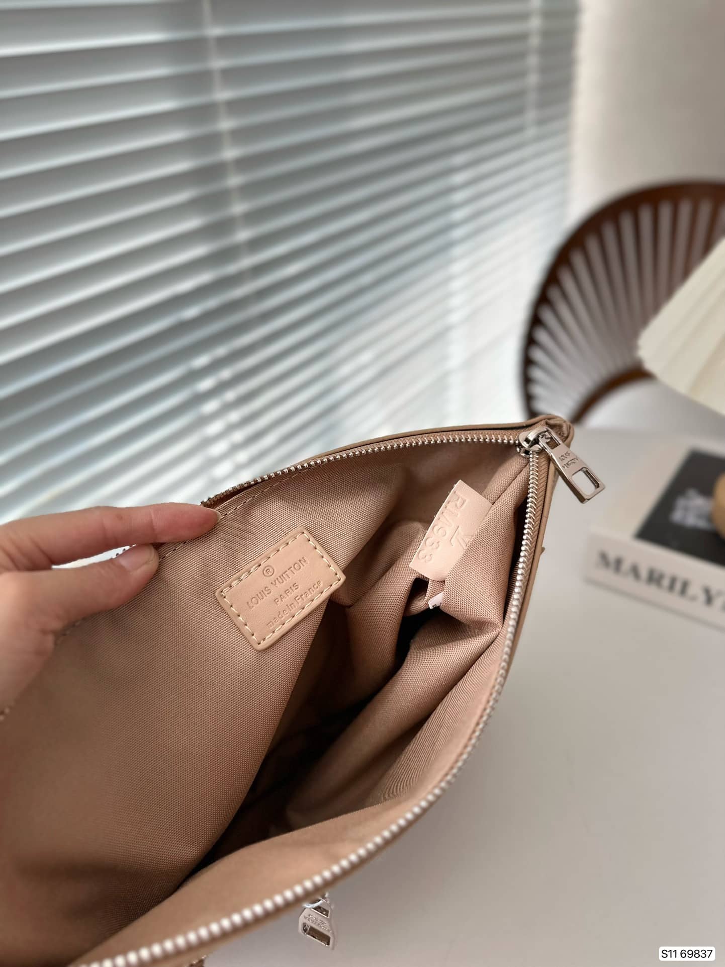 Louis Vuitton Takeoff Leather Pouch Beige 30Cm - Image 2