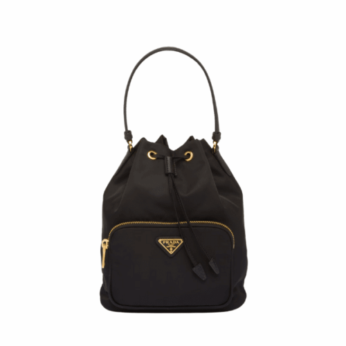 Prada Duet Re-Nylon Bucket Shoulder Bag Black 18Cm 1Bh038 Rv44 F0002Vuoo