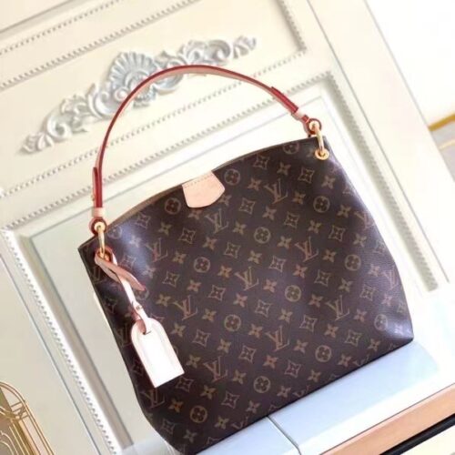 Alternative view of Louis Vuitton Graceful PM Monogram Canvas Hobo Bag Brown Beige 35Cm M43701