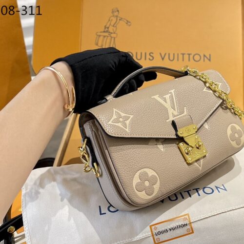 Alternative view of Louis Vuitton Pochette Métis East West Monogram Empreinte Crossbody Bag Gray Cream 21Cm M23081