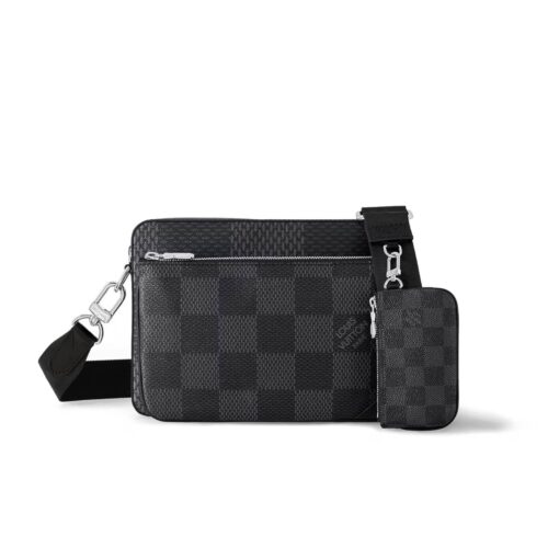 Louis Vuitton Trio Messenger Damier Graphite Canvas Crossbody Bag Black 25Cm N50017